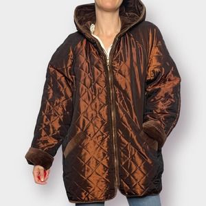 90s Current Seen Brown and Copper Reversible Coat‎